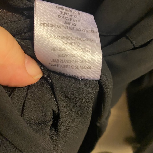 MNK Top XL Black Blouse Zip Pockets Long Sleeve Button Front Shirt - Picture 6 of 7